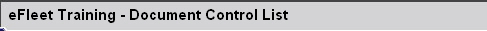 eFleet Training - Document Control List